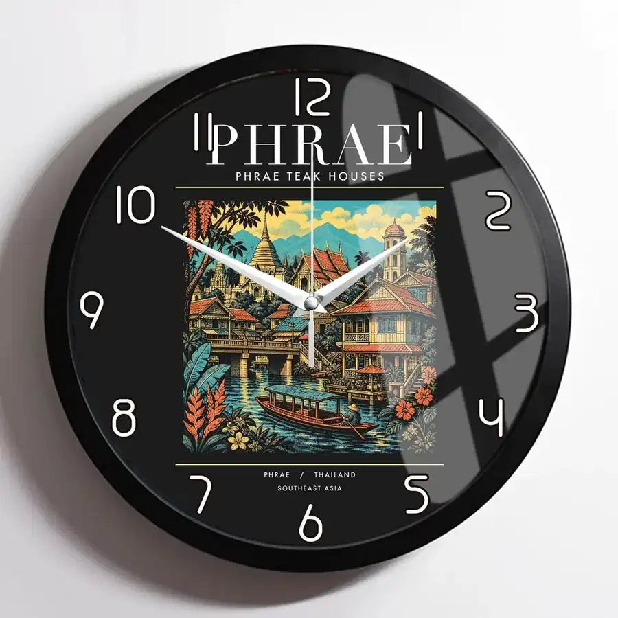 PHRAE - Poster - Wall Clock Framed - Black