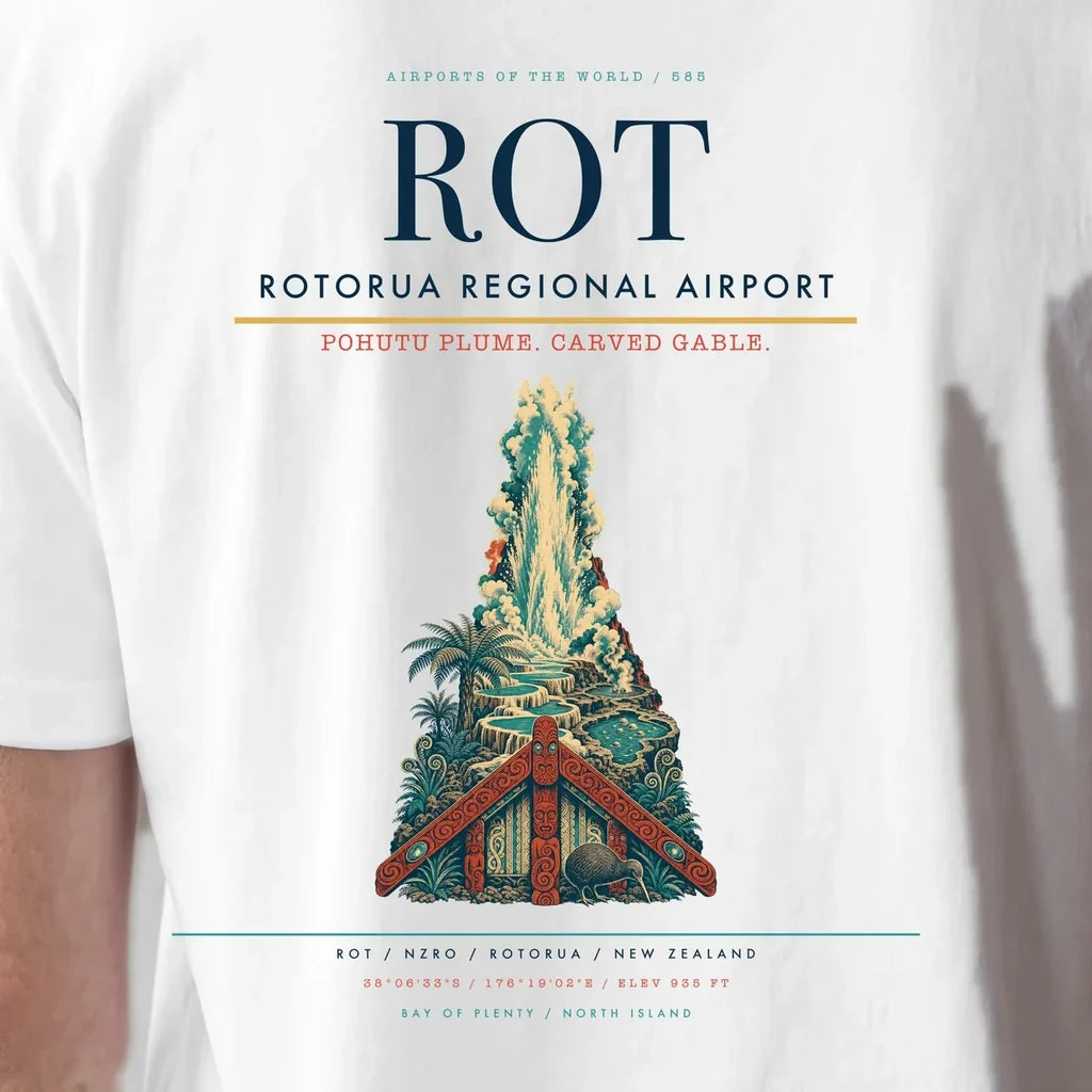 Rotorua Regional Airport (ROT) double-side t-shirt design close-up cover