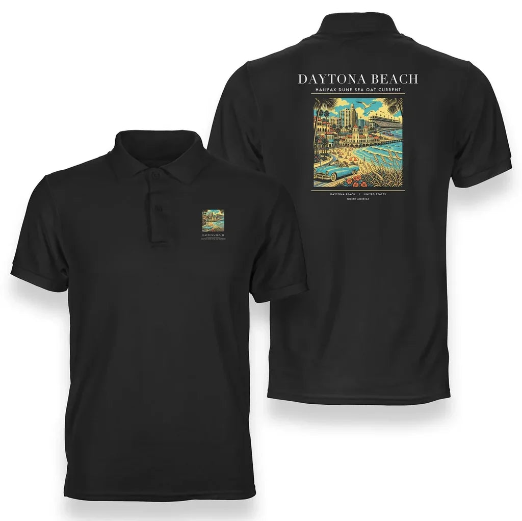 DAYTONA BEACH - Poster - Double-Side Polo - Black