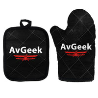 Thumbnail for Avgeek Kitchen Glove & Holder aviation design on durable fabric with insulated lining kitchen glove holder.