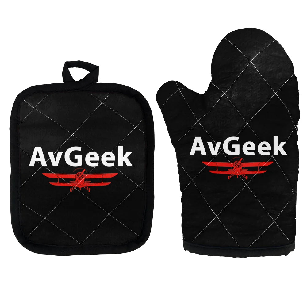 Avgeek Kitchen Glove & Holder aviation design on durable fabric with insulated lining kitchen glove holder.