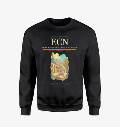Ercan International Airport (ECN) design on black sweatshirt