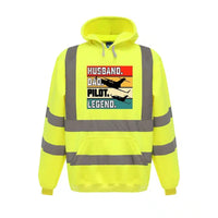 Thumbnail for Husband & Dad & Pilot & Legend aviation design on cotton blend with reflective panels reflective hoodie.