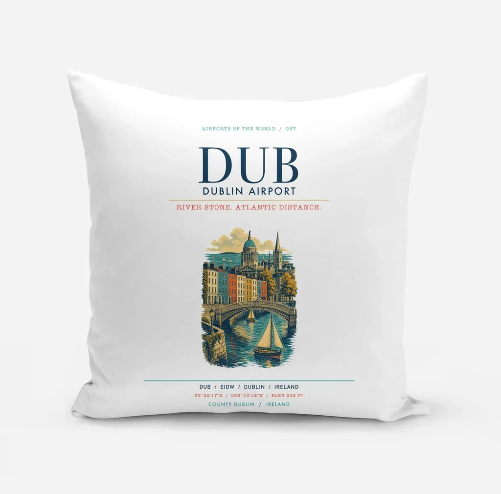 Dublin Airport (DUB) design on white pillow