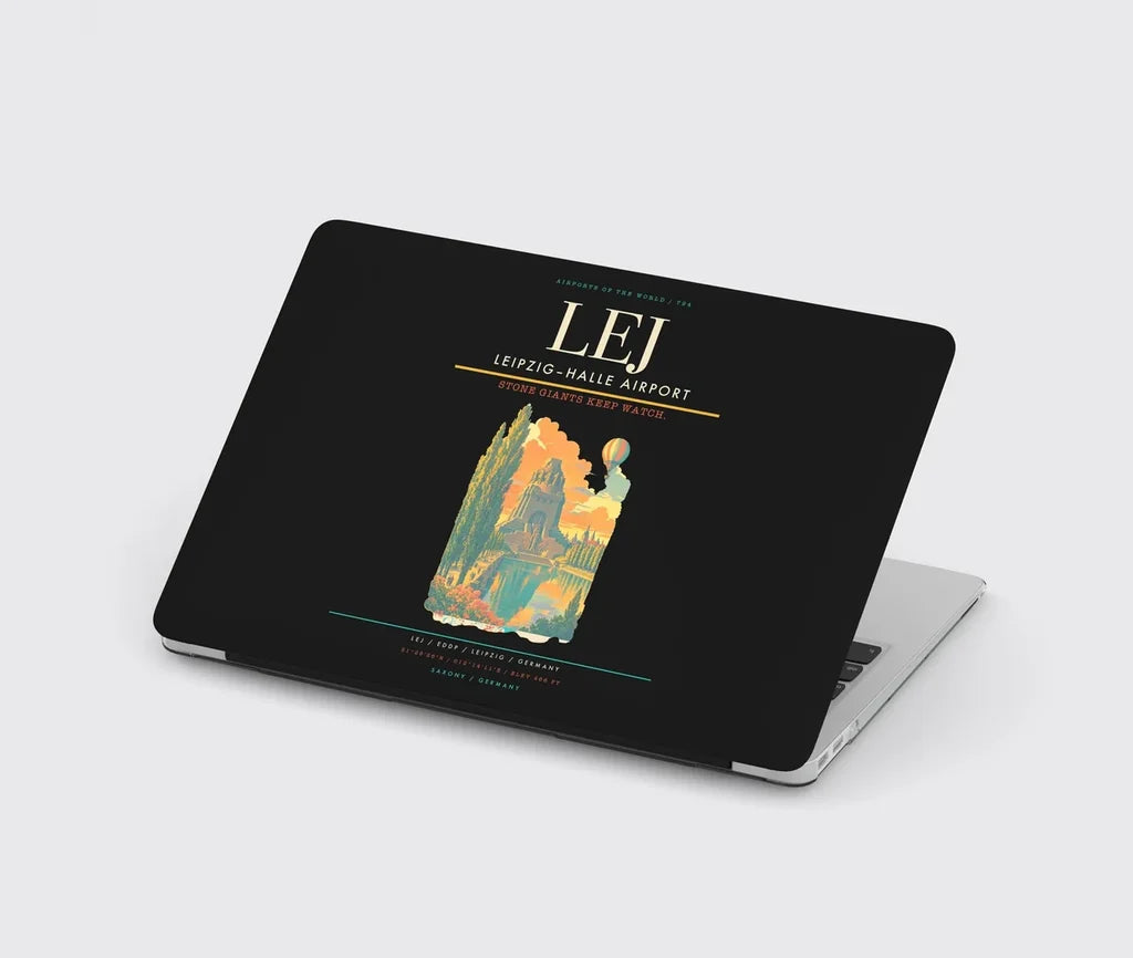 Leipzig–Halle Airport (LEJ) design on black MacBook case
