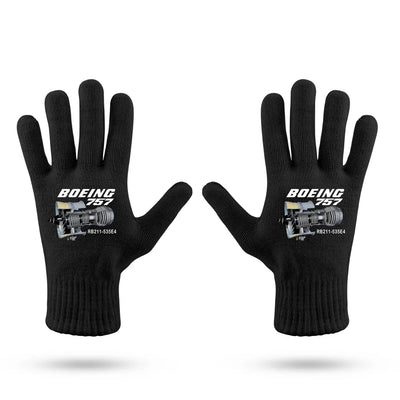 Boeing 757 & Rolls Royce Engine (RB211) aviation design on soft knit fabric gloves.