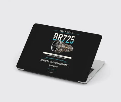 BR725 design on black MacBook case