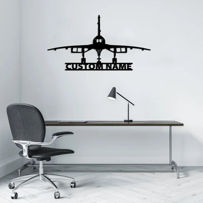Concorde Silhouette aviation design on durable metal with painted finish metal wall sign.