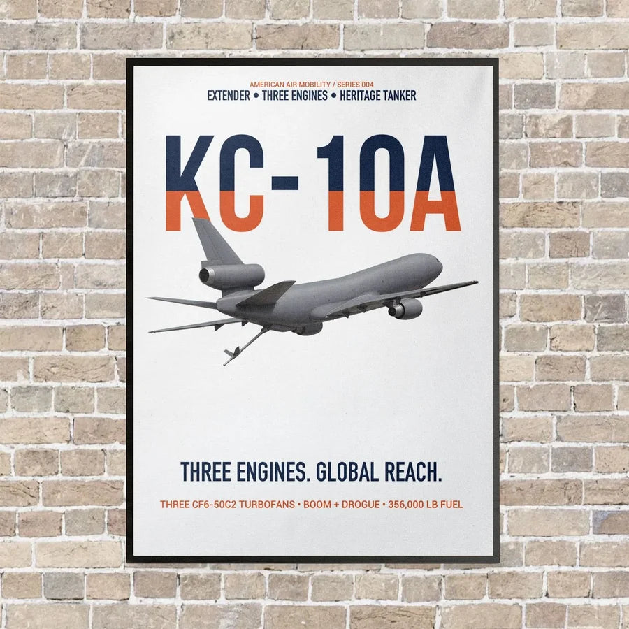 KC-10A EXTENDER vertical canvas print - framed - white background