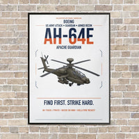 Thumbnail for Boeing AH-64E Apache Guardian vertical canvas print - framed - white background