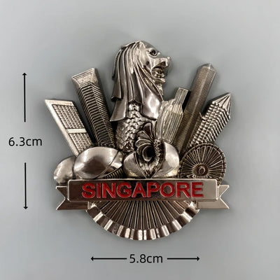 Singapore Landmark Buildings 3D Metal Fridge aviation design 3D metal magnet sticker in 3D metal with magnetic back.