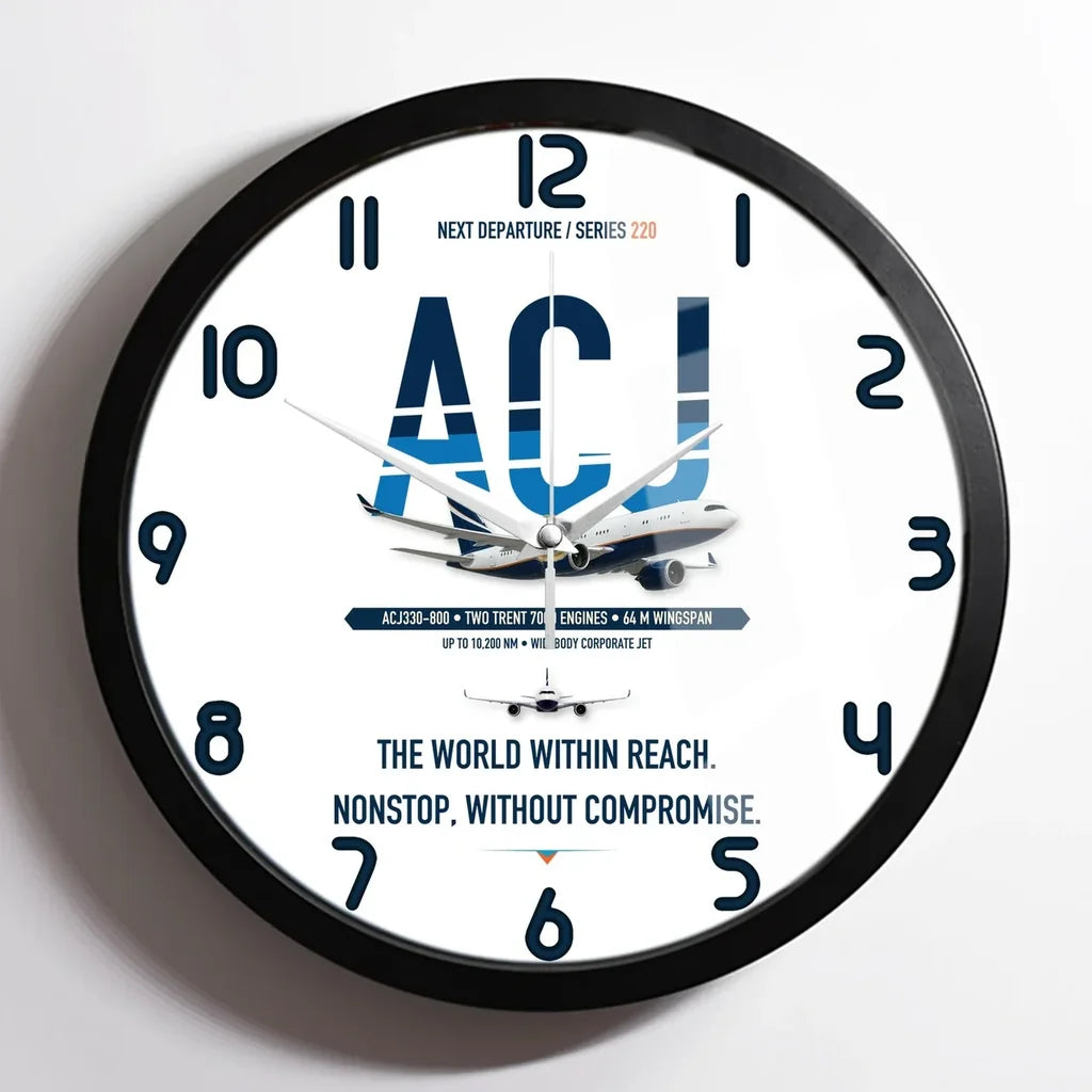 Airbus ACJ330neo / exact ACJ330-800 design on white framed wall clock