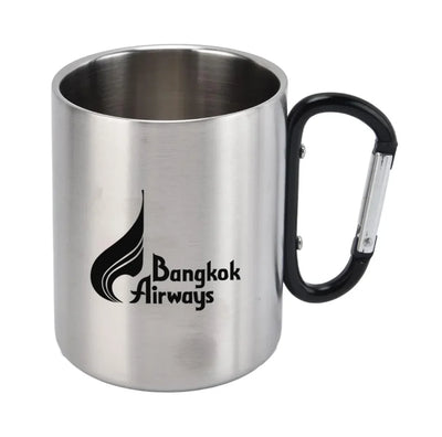 Bangkok Airways Airlines aviation design on outdoor mug, durable insulated construction.