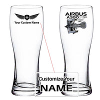 Thumbnail for Airbus A350 & Trent Wxb Engine aviation design on pilsner glass, tall pilsner glassware.