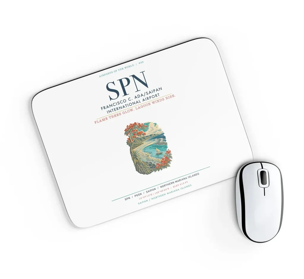 Francisco C. Ada Saipan International Airport (SPN) design on white rectangle mouse pad