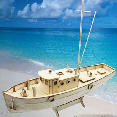 Side view of Naxos Handmade Wooden Sailboat DIY Model Kits aviation model ship in diecast metal or wood with detailed parts.