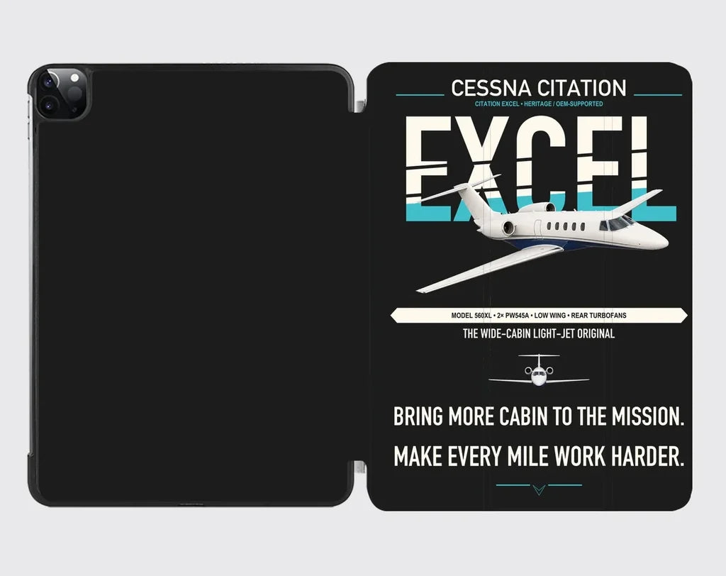 Cessna Citation Excel design on black ipad tablet case