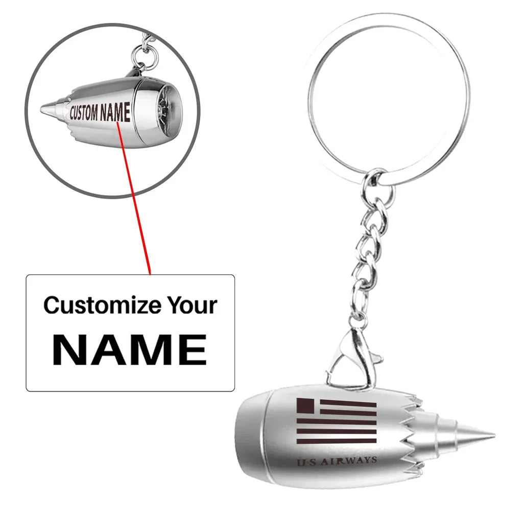 Customisable US Airways Jet Engine Turbine Key Chain