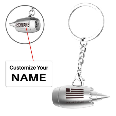 Customisable US Airways Jet Engine Turbine Key Chain