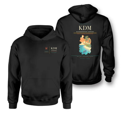 Kaadedhdhoo Airport (KDM) design on black double-side hoodie
