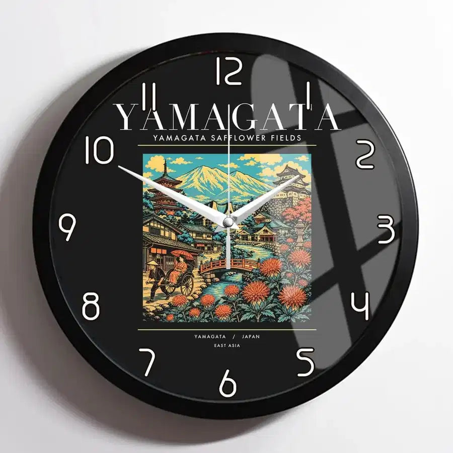 YAMAGATA - Poster - Wall Clock Framed - Black