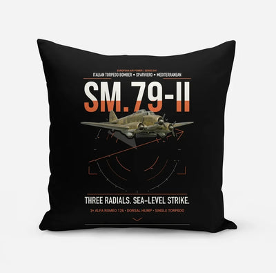 Savoia-Marchetti SM.79-II Sparviero design on black pillow
