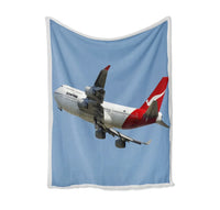 Thumbnail for Departing Qantas Airlines Boeing 747 Bed Blankets & aviation print on soft fleece blanket.