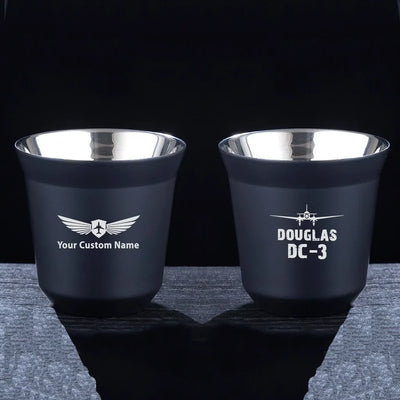 Douglas DC-3 & Plane aviation design on double-wall coffee mug, vacuum-insulated double-wall.
