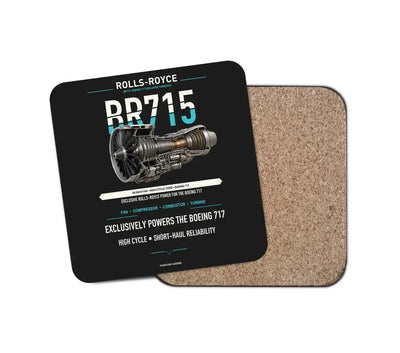 BR715 design on black 1 piece coaster