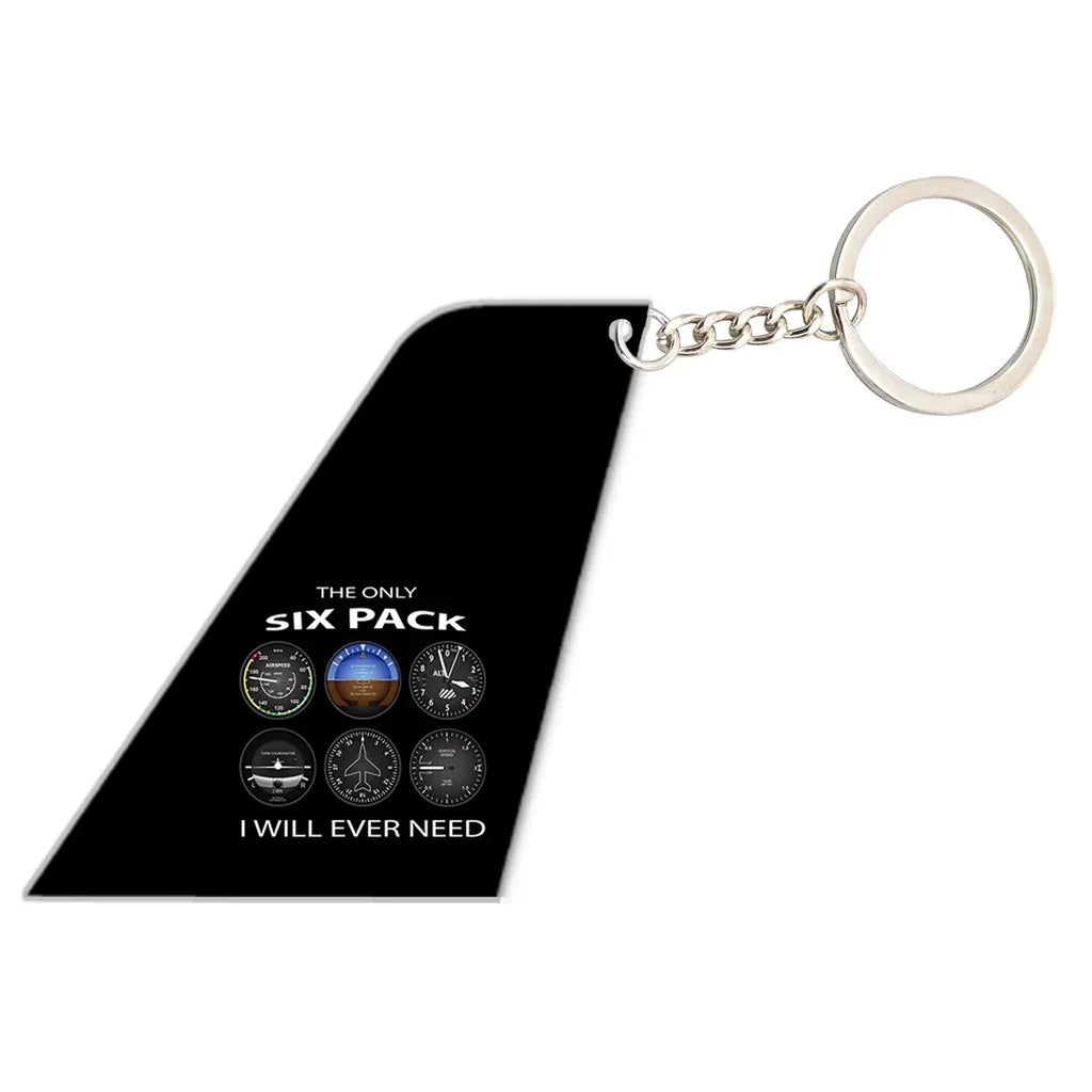 The Only Six Pack I Will Ever Need aviation aircraft-tail key chain, acrylic body, metal ring.