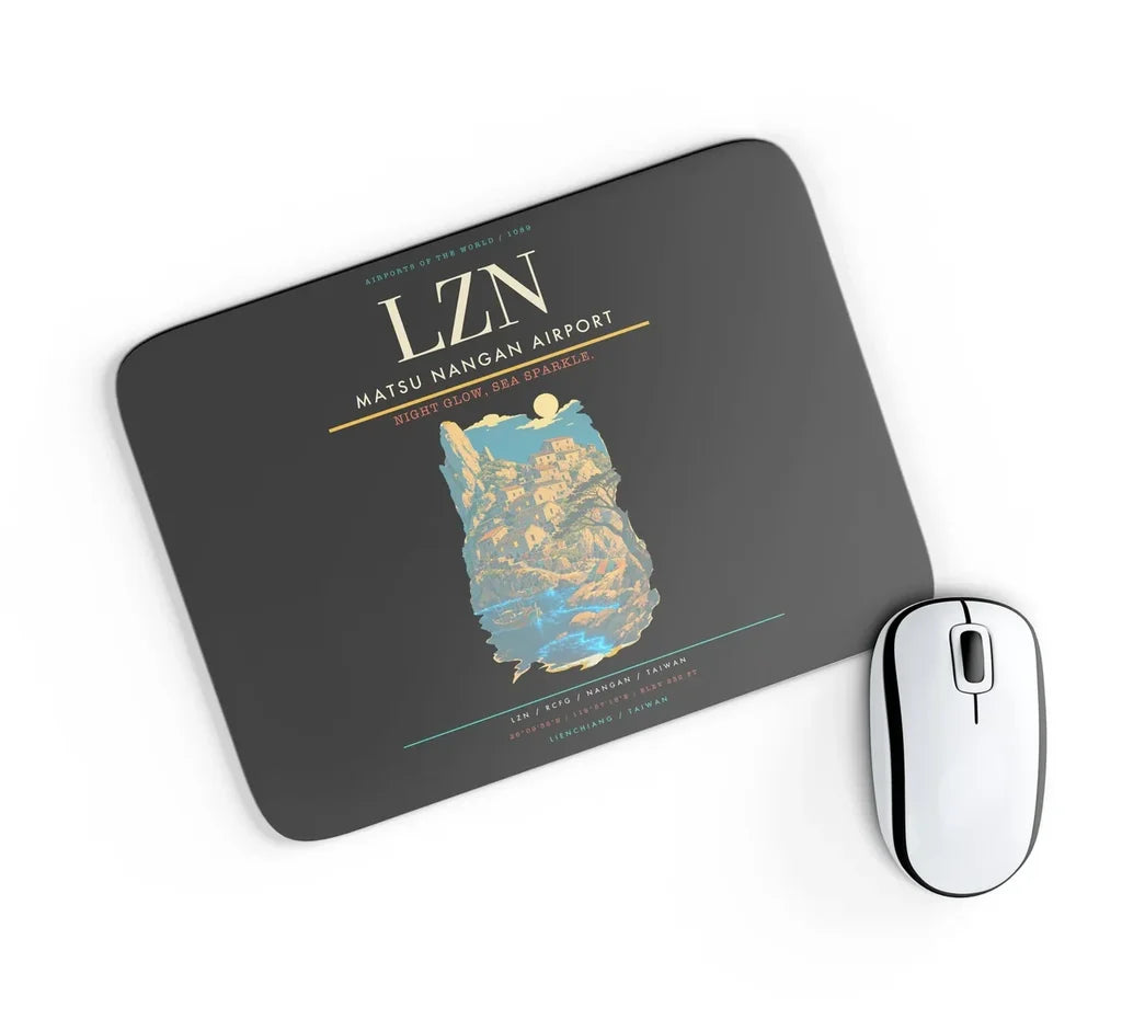Matsu Nangan Airport (LZN) design on black rectangle mouse pad