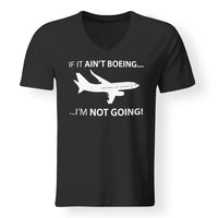 Thumbnail for If It Ain't Boeing I'm Not Going! aviation design printed on soft cotton V-neck T-shirt.
