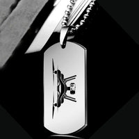 Thumbnail for Drone Silhouette aviation-themed necklace, polished metal.