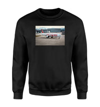 Thumbnail for Boeing 777 Swiss Foto aviation design printed on soft cotton blend sweatshirt.