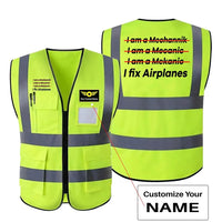 Thumbnail for I Fix Airplanes aviation design printed on high-visibility reflective fabric reflective vest.