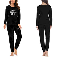 Thumbnail for Douglas DC-3 & Plane women pajamas - Black