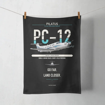 Pilatus PC-12 PRO design on black towel