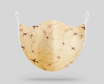 Vintage Travelling with aviation face mask in breathable cotton blend.