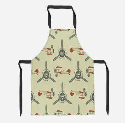 Vintage Old aviation design on durable cotton blend kitchen apron.