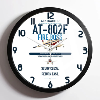 Air Tractor AT-802F Fire Boss design on white framed wall clock