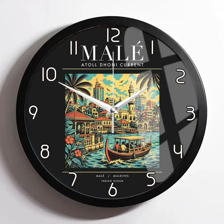 MALÉ - Poster - Wall Clock Framed - Black