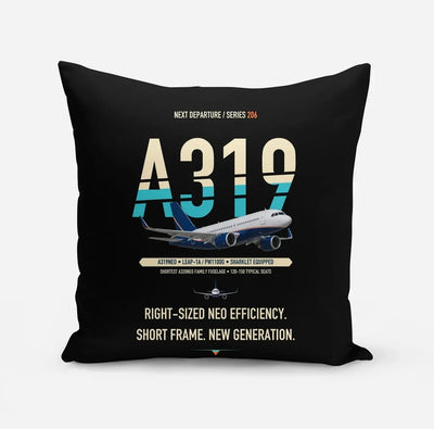 Airbus A319neo design on black pillow