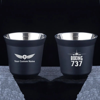 Boeing 737 & Plane aviation design on double-wall coffee mug, vacuum-insulated double-wall.