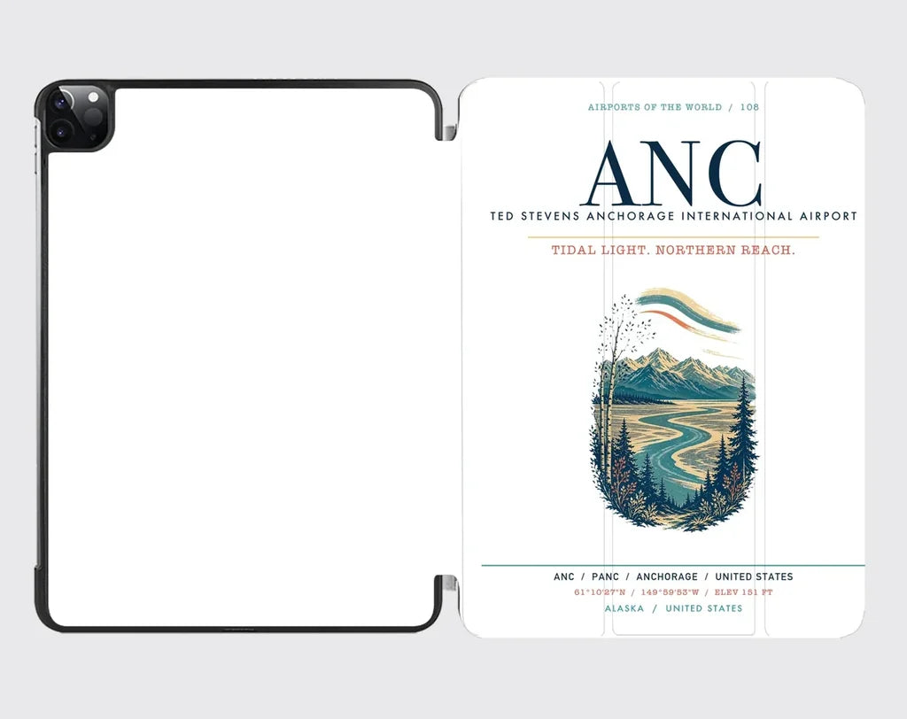 Ted Stevens Anchorage International Airport (ANC) design on white ipad tablet case