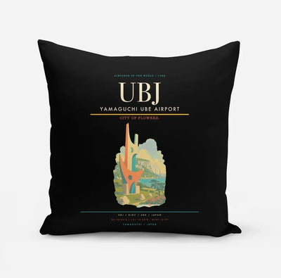 Yamaguchi Ube Airport (UBJ) design on black pillow