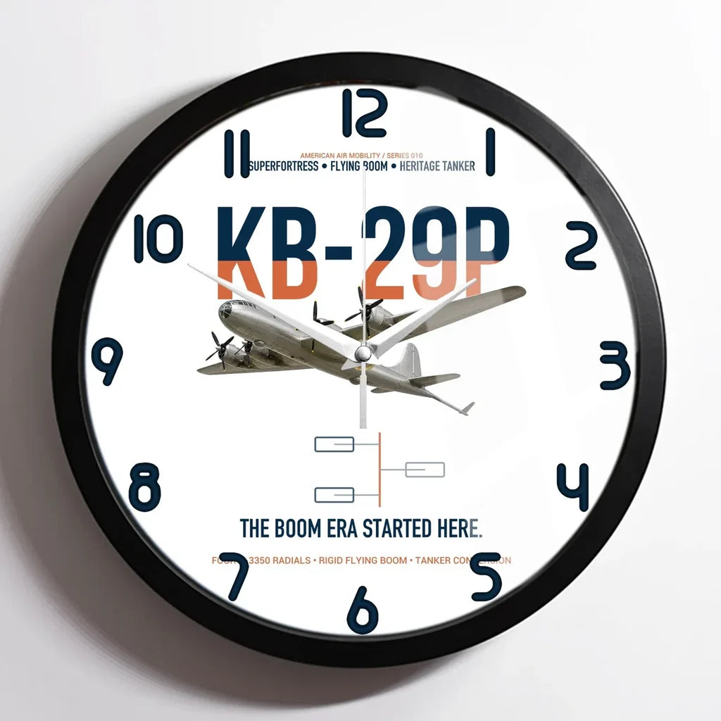 KB-29P SUPERFORTRESS design on white framed wall clock