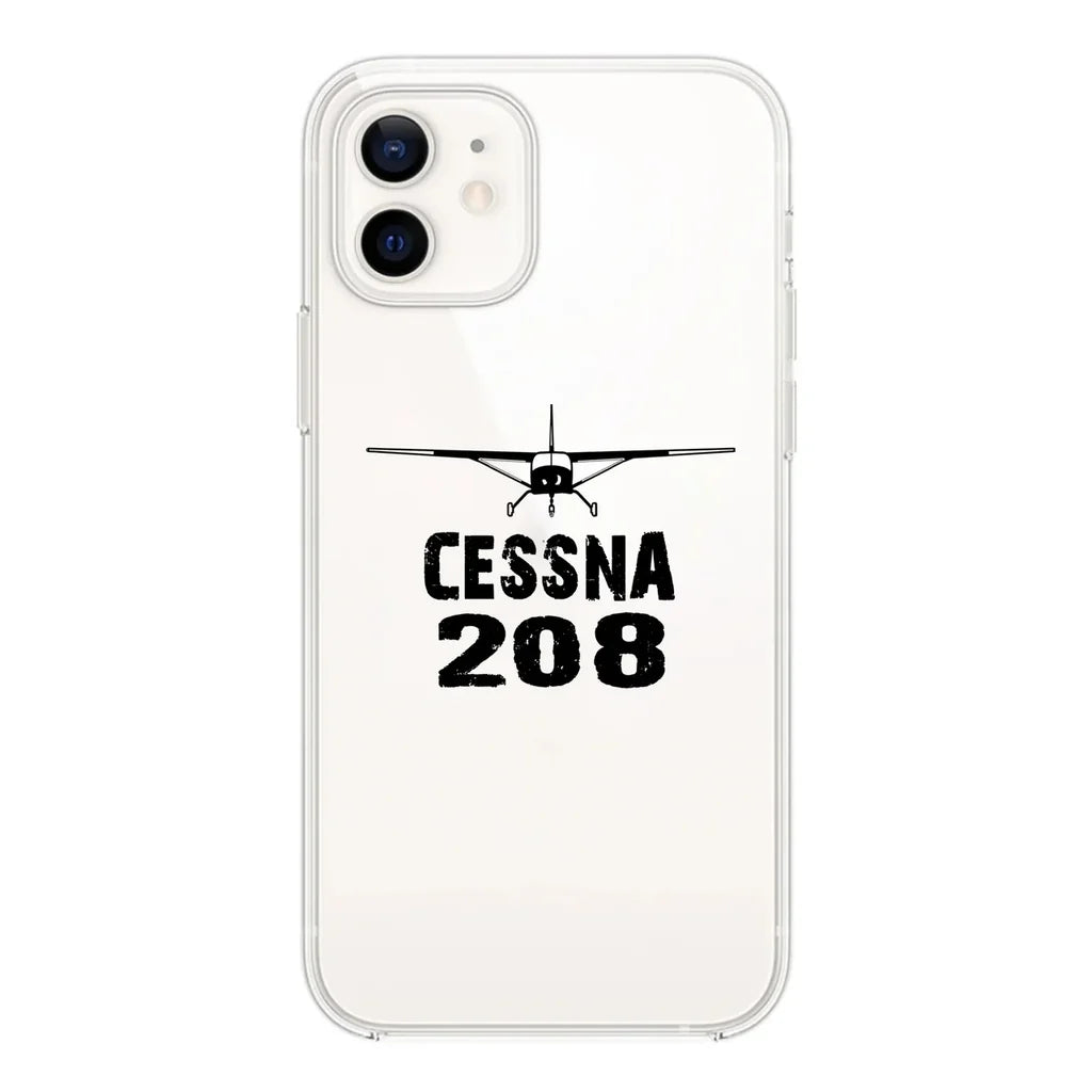 Cessna 208 & Plane Transparent Silicone aviation print transparent iPhone case, fits iPhone.