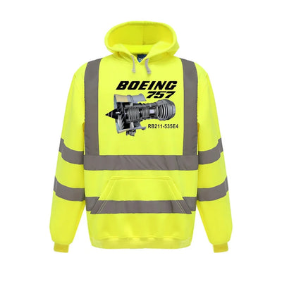 Boeing 757 & Rolls Royce Engine (RB211) aviation design on cotton blend with reflective panels reflective hoodie.