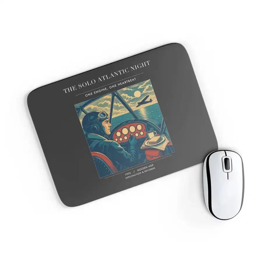 VINTAGE G4294 - The Solo Atlantic Night - Designed Mouse Pads design on black rectangle