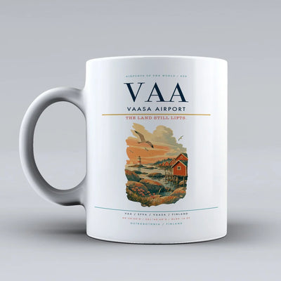 Vaasa Airport (VAA) airport code design on white ceramic mug